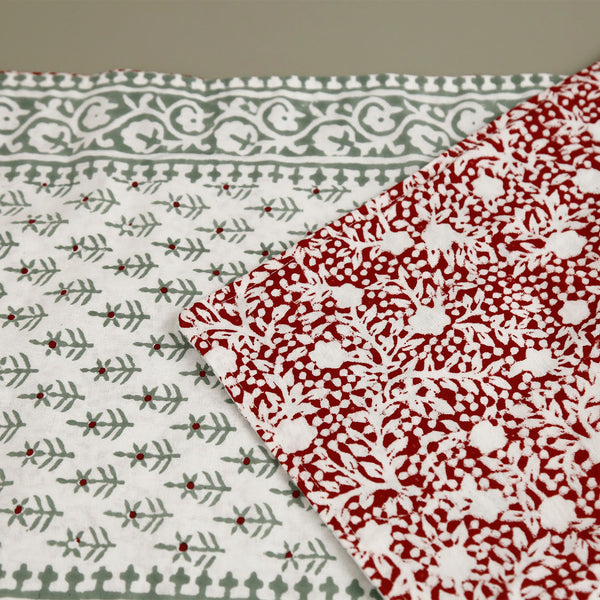 Holiday Winter Berry Block Print Runner 60"