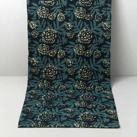 Ichcha Block Print Runner / Flower Field Green 16" x 90"