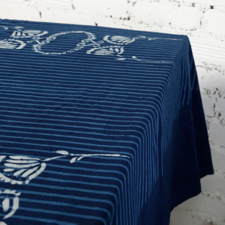 Indigo Block Print Cotton Tablecloth / Gloria