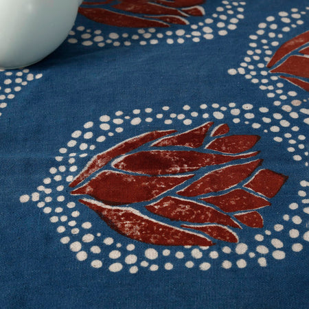 Indigo Block Print Cotton Tablecloth / Heera