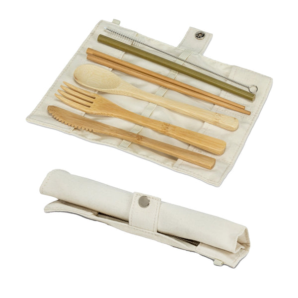 7pc Rolled Cutlery Set / Ivory