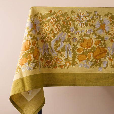 Jardin Mustard Block Print Rectangle Tablecloths