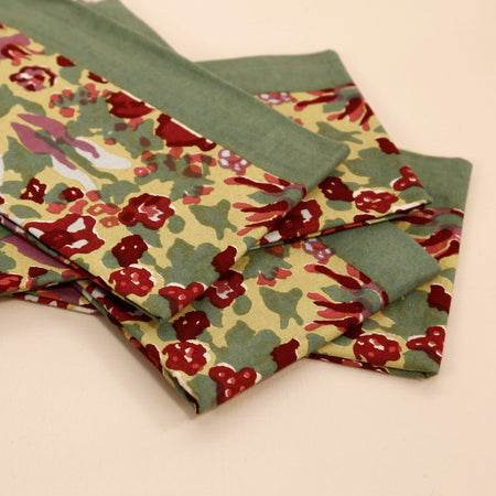 Jardin Red & Green Block Print Napkins / Set of 4