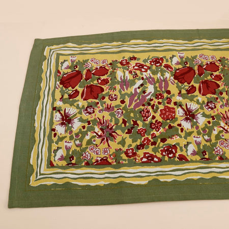 Jardin Red & Green Block Print Runner