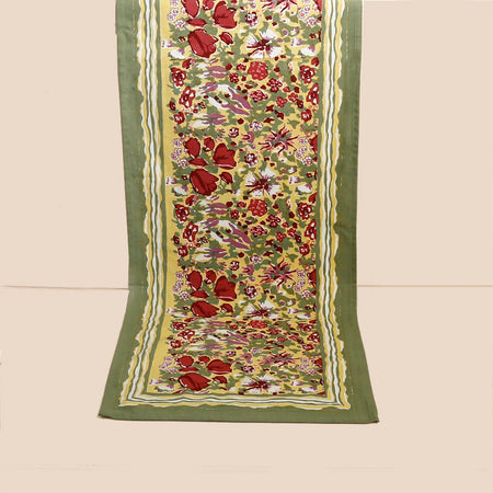 Jardin Red & Green Block Print Runner