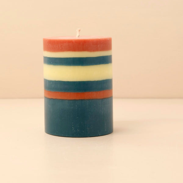Jasmine, Rust & Petrol Eco Pillar Candle / 4"