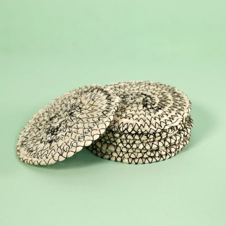 Jute 8pc Coaster Set w/ Holder