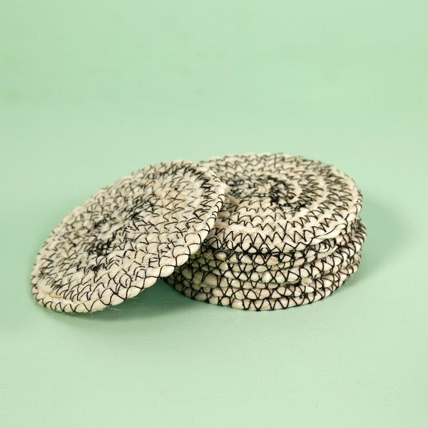 Jute 8pc Coaster Set w/ Holder