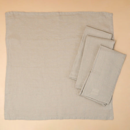 Verona Stone Washed Linen Napkins 4pc / Light Gray