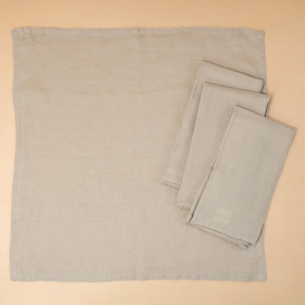Verona Stone Washed Linen Napkins 4pc / Light Gray