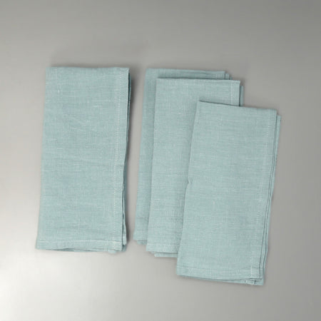 Verona Stone Washed Linen Napkins 4pc / Light Blue