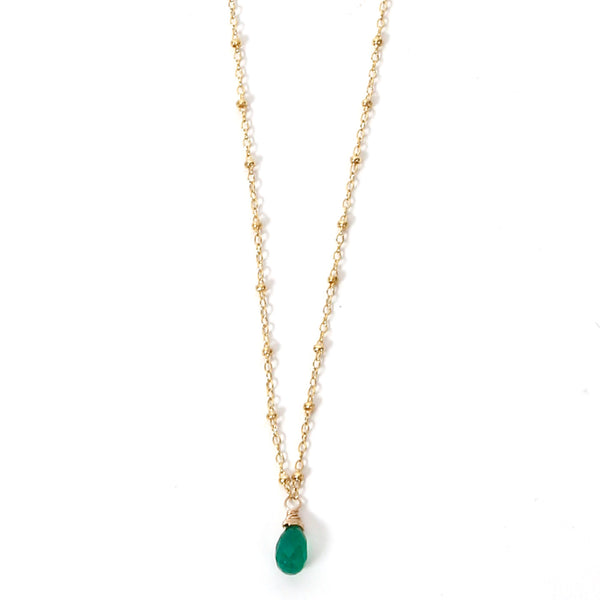 Green Onyx on 14k Gold Fill Necklace / KB306