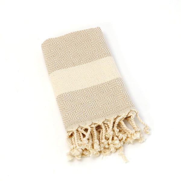 Kalkedon Turkish Cotton Hand Towel / Diamond / Beige