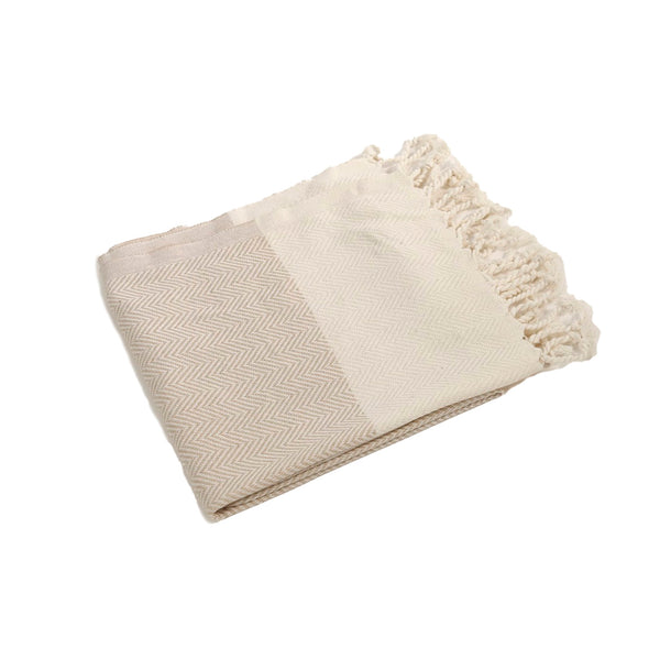 Kalkedon Turkish Cotton Hand Towel / Beige & Natural