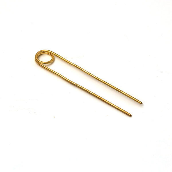 Raw Brass Loop Hair Pin / Long
