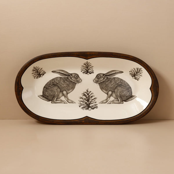 Laura Zindel Rectangular Serving Dish / Crouching Hare