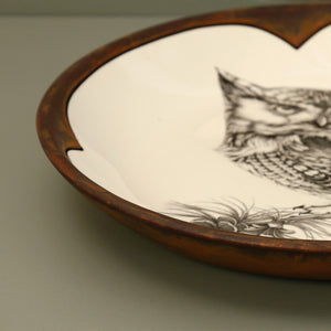 Laura Zindel Small Round Platter / Screech Owl #1