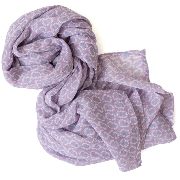 Block Print Cotton Scarf / Sunburst Lilac