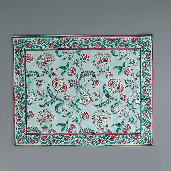 Lilibet Cranberry Mint Block Print Placemat