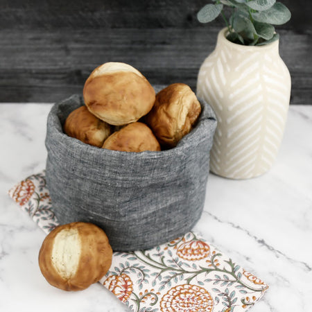 Linen Bread Basket / Chambray Charcoal