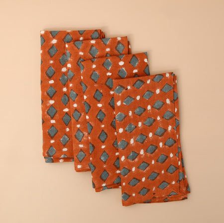 Linen Lozenge Napkin Set / 4 pc