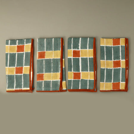 Linen Mosaic Napkin Set / 4pc