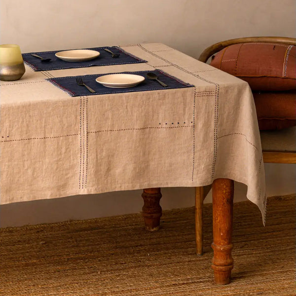 Linen Nestle Oatmeal Tablecloth