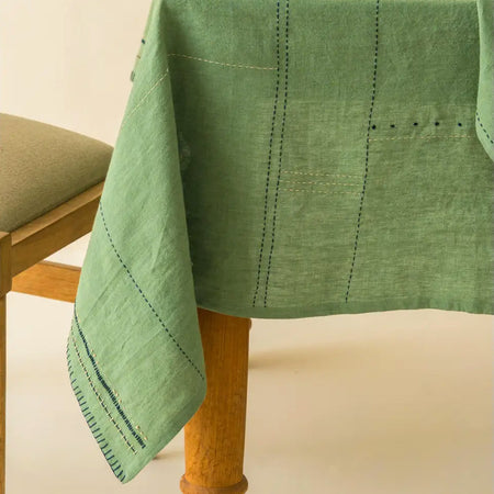Linen Nestle Retro Green Tablecloth
