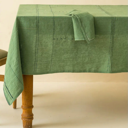 Linen Nestle Retro Green Tablecloth