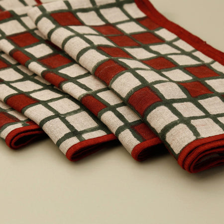 Linen Sudoku Napkin Set / 4 pc