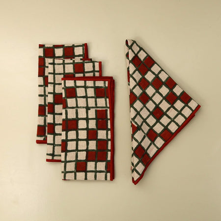 Linen Sudoku Napkin Set / 4 pc