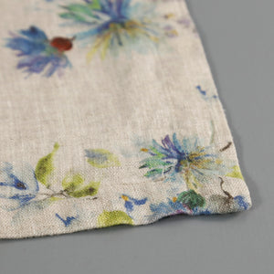 Flowers on Light Natural Linen Napkins / 4pc