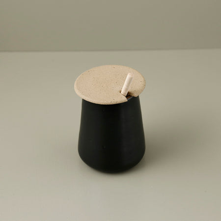 Ceramic Honey Pot w/ Wooden Dipper / Black