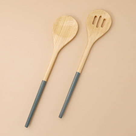 Bamboo Salad Servers / Dove Blue