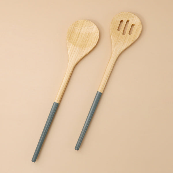 Bamboo Salad Servers / Dove Blue