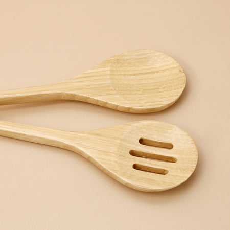Bamboo Salad Servers / Dove Blue