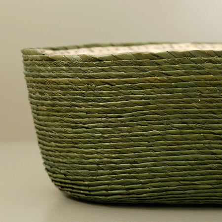 Makaua Palm Leaf Oval Bread Basket / Solid Cactus