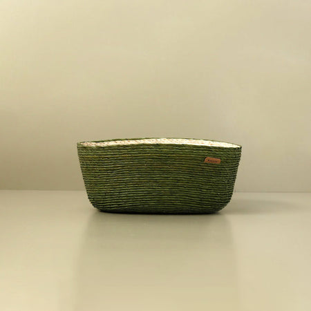 Makaua Palm Leaf Oval Bread Basket / Solid Cactus