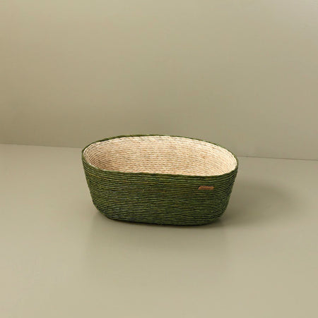 Makaua Palm Leaf Oval Bread Basket / Solid Cactus