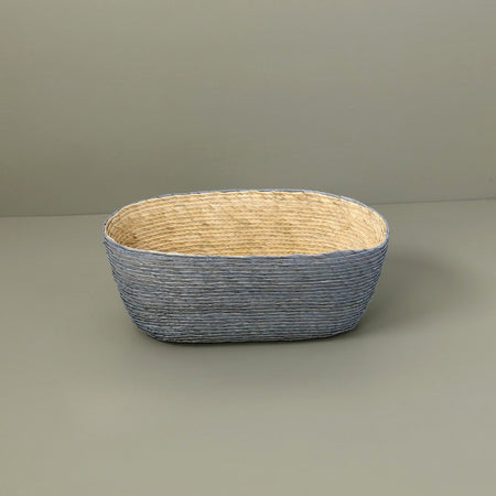 Makaua Palm Leaf Oval Bread Basket / Solid Cielo