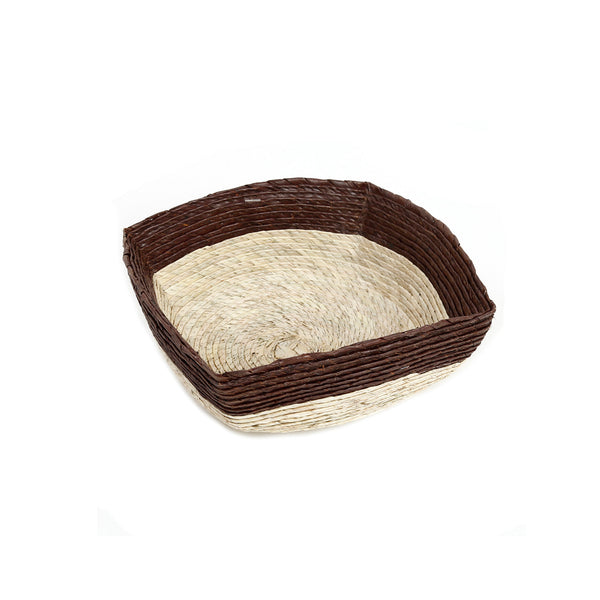 Makaua Palm Leaf Small Square Catch-All Basket / Chocolate