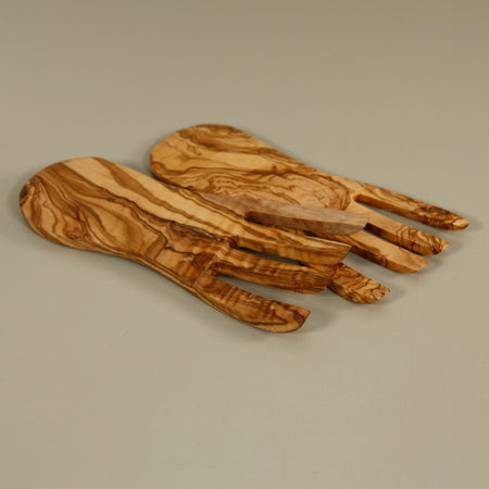 Olive Wood Salad Serving Hands