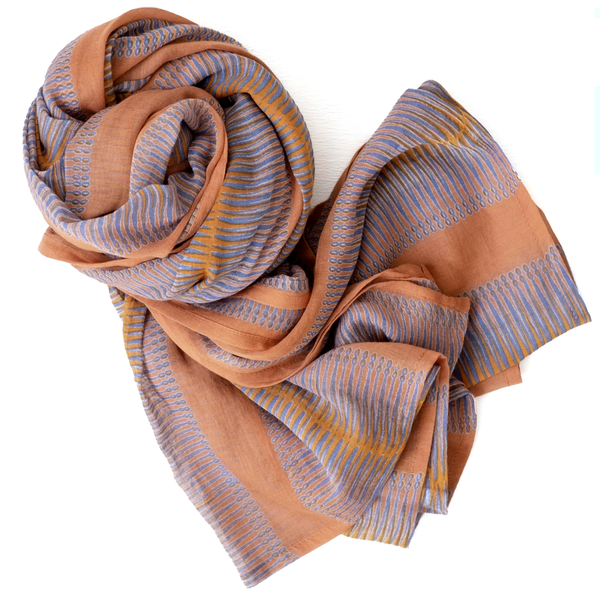 Block Print Cotton Scarf / Marta Ochre