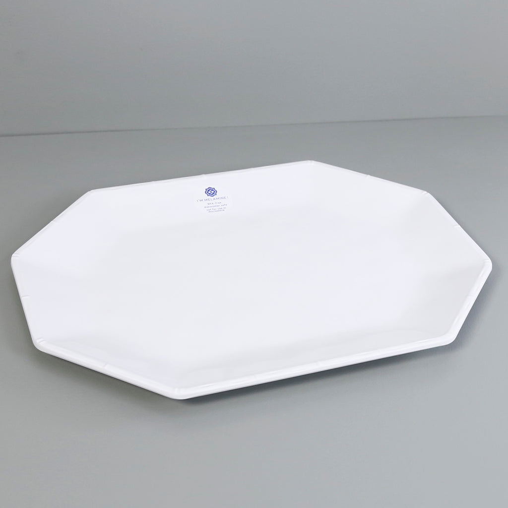 Bamboo Melamine Tray / Octagon White