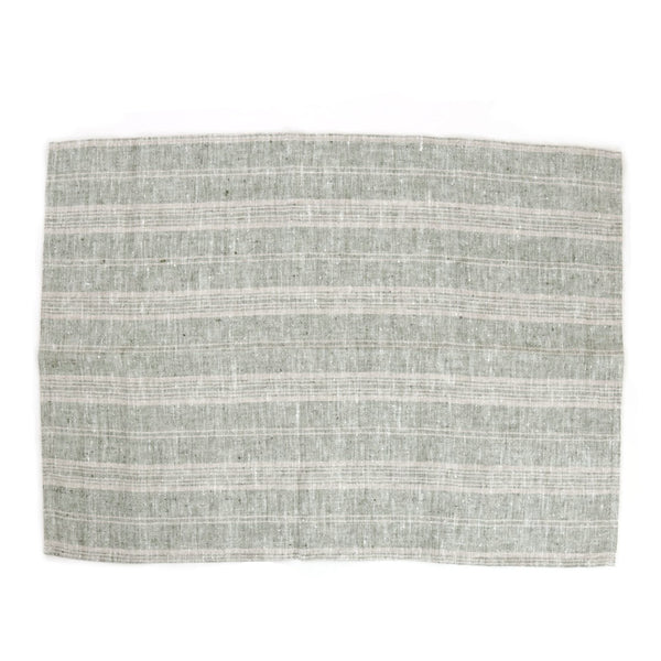Multi Stripe Linen Hand Towel / Forest Natural