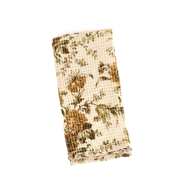 Printed Waffle Tea Towel / Music Ecru