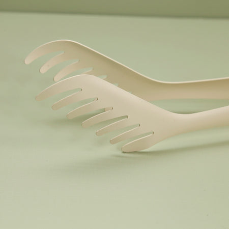 Stainless Steel Serving Tongs/ Off White
