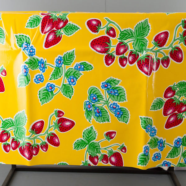 Oilcloth Tablecloth / Strawberry Yellow