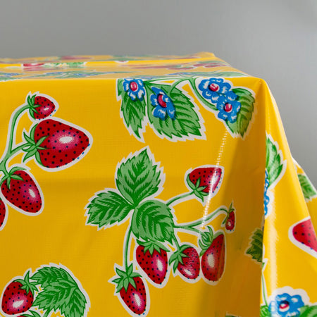 Oilcloth Tablecloth / Strawberry Yellow