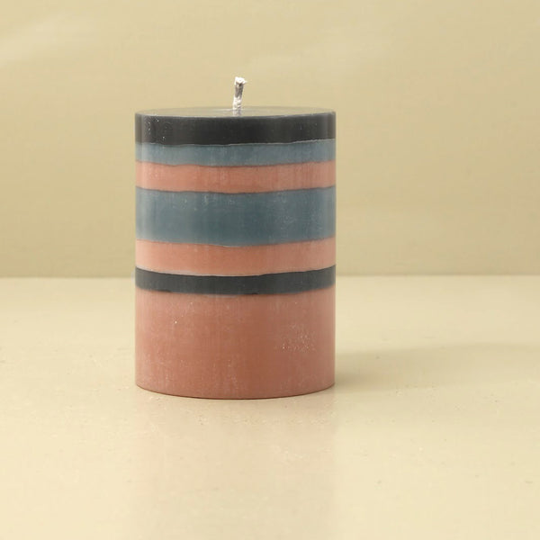 Old Rose, Indigo & Pompadour Eco Pillar Candle / 4"